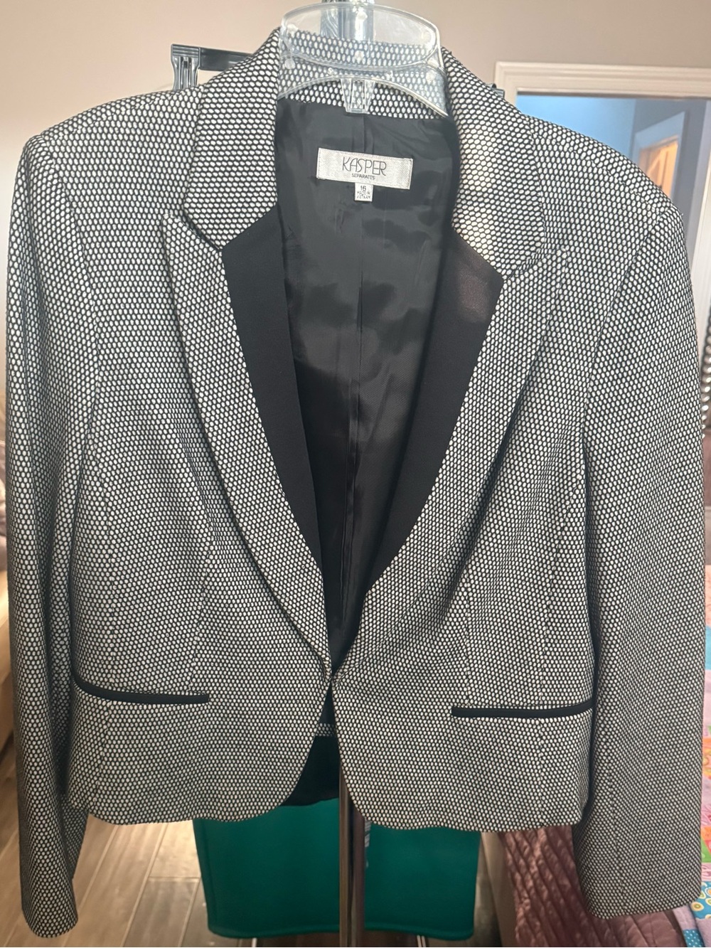 Kasper Black and White Textured Blazer